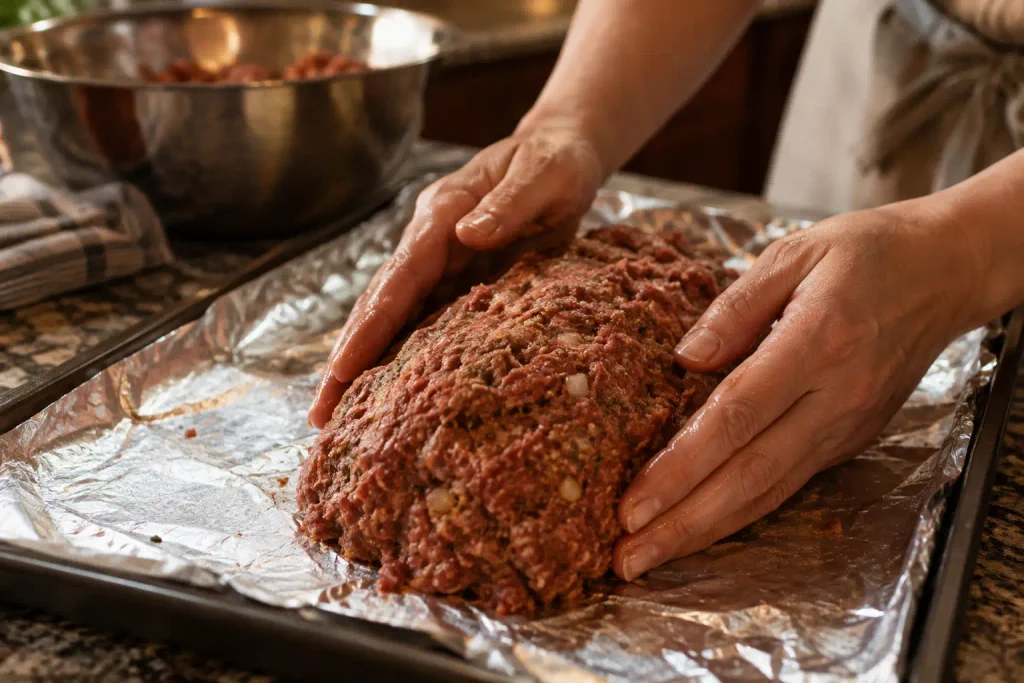 Meatloaf Recipe: A Juicy, 9 Ingredient Classic That Holds Together 4 Shaping ground beef meatloaf mixture into a loaf before baking