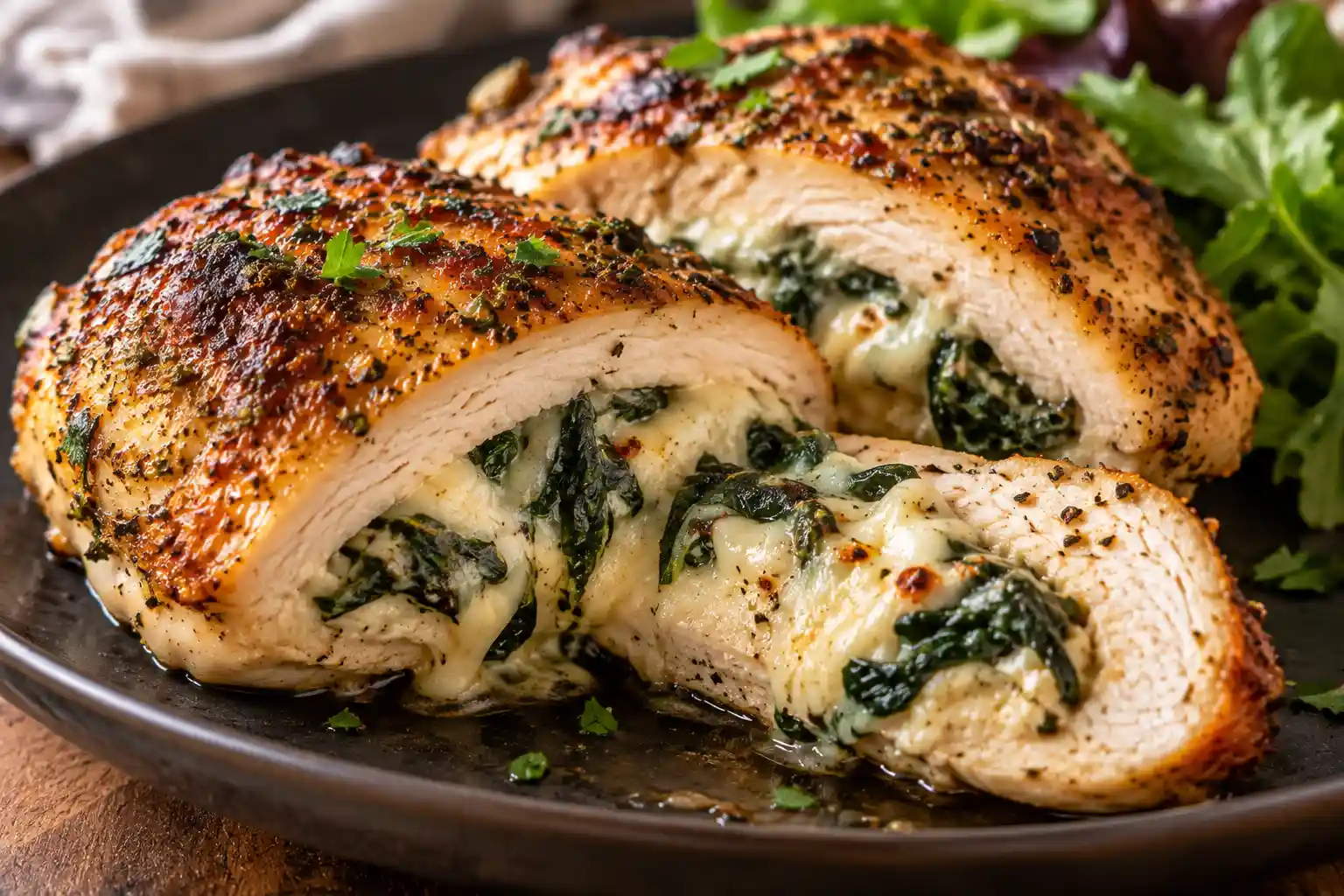 Chicken Breast Recipes: 12 Juicy Ways to Fix Weeknight Dinner 9 Sliced stuffed chicken breast revealing spinach and cheese filling