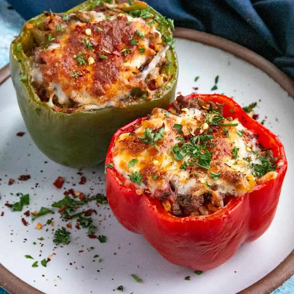 stuffed bell peppers with ground beef and cheese